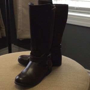 Girls brown knee high boots